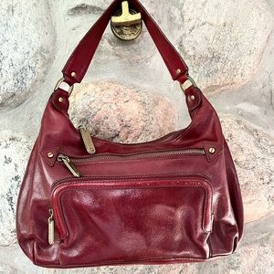 Beautiful deep red leather purse with lots of pockets